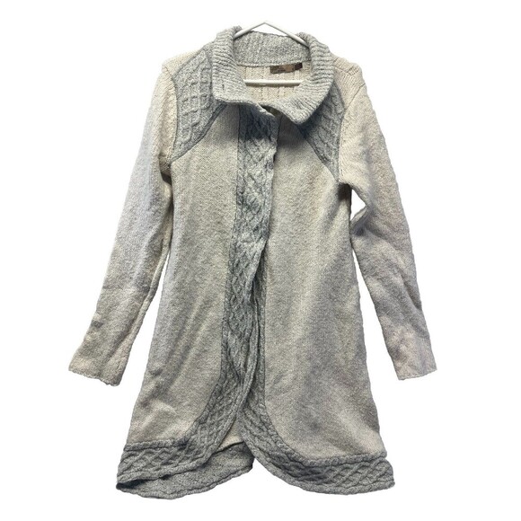 Prana Sweater Woman’s Medium Cream Gray Angelica Cardigan Long Line Duster Knit - Picture 1 of 6